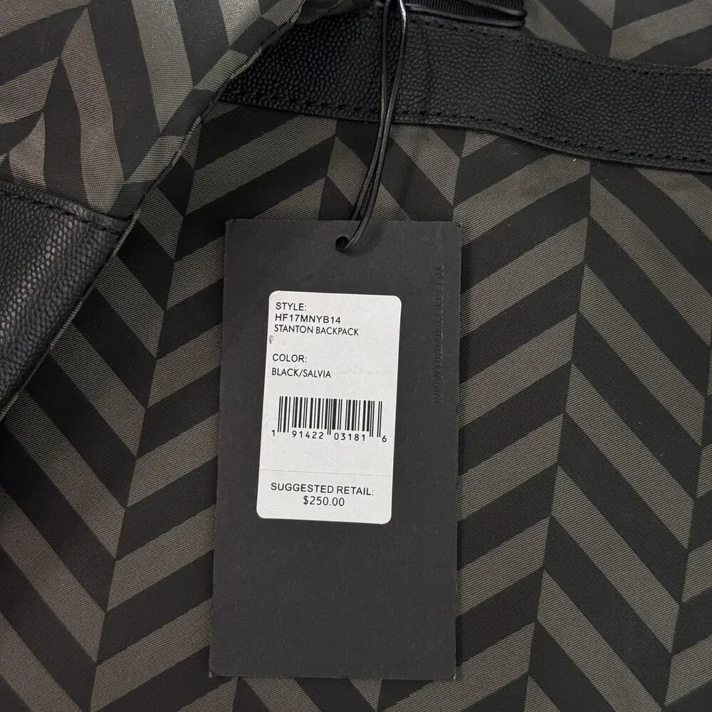 Uri Minkoff Stanton Backpack Laptop Bag Chevron Nylon Black Travel School NEW